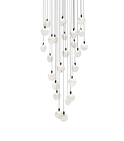Avery 36" Round Chandelier in Black And Frosted White