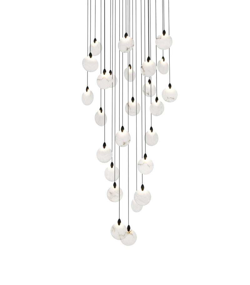Avery 36" Round Chandelier in Black And Frosted White