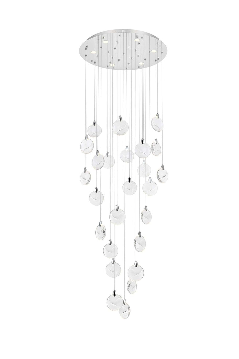 Avery 36" Round Chandelier in Chrome And Clear