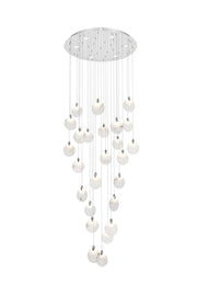 Avery 36" Round Chandelier in Chrome And Frosted White