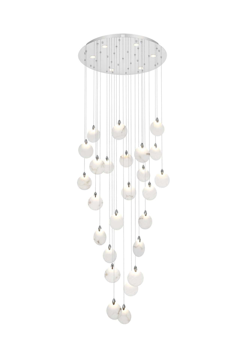 Avery 36" Round Chandelier in Chrome And Frosted White