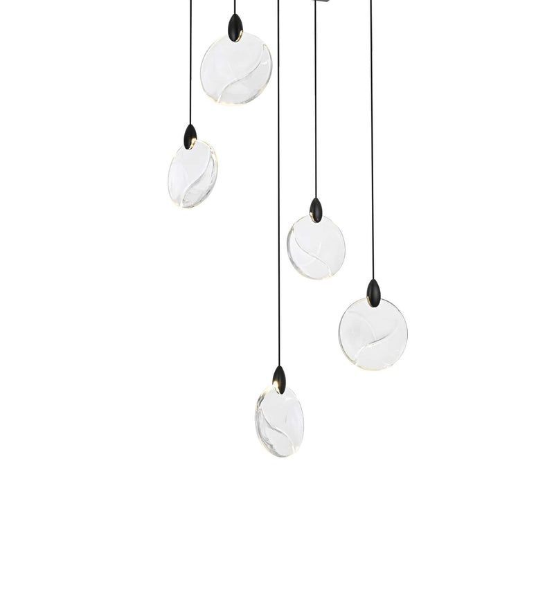 Avery 16" Square Crystal Pendant in Black And Clear