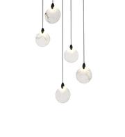 Avery 16" Square Alabaster Pendant in Black And Frosted White