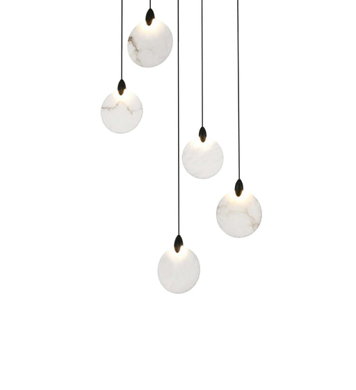 Avery 16" Square Alabaster Pendant in Black And Frosted White