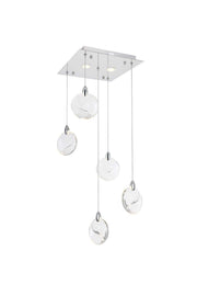 Avery 16" Square Crystal Pendant in Chrome And Clear