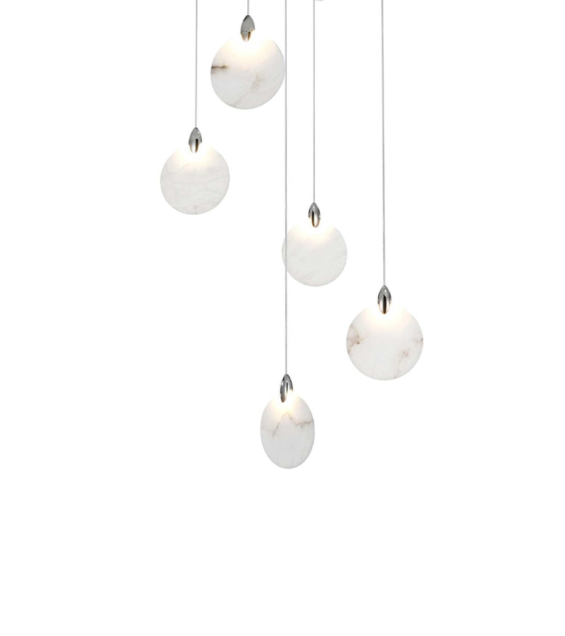 Avery 16" Square Alabaster Pendant in Chrome And Frosted White