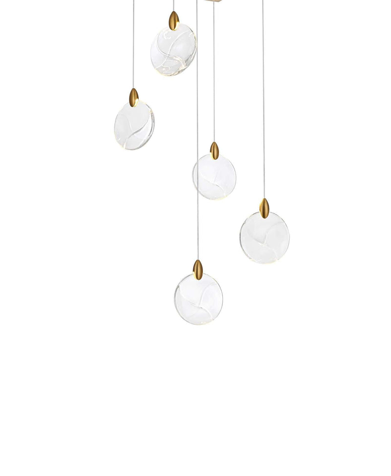 Avery 16" Square Crystal Pendant in Satin Gold And Clear