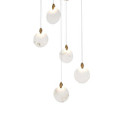 Avery 16" Square Alabaster Pendant in Satin Gold And Frosted White
