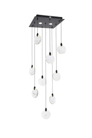Avery 20" Square Pendant in Black And Clear
