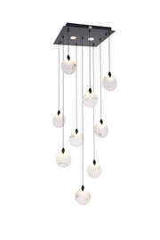 Avery 20" Square Pendant in Black And Frosted White