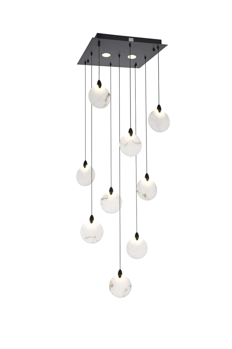 Avery 20" Square Pendant in Black And Frosted White