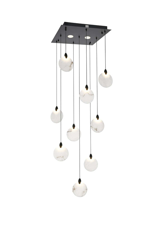 Avery 20" Square Pendant in Black And Frosted White