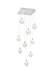 Avery 20" Square Pendant in Chrome And Frosted White