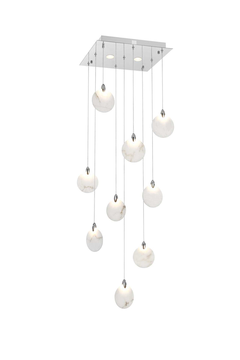 Avery 20" Square Pendant in Chrome And Frosted White