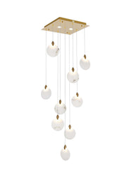 Avery 20" Square Pendant in Satin Gold And Frosted White