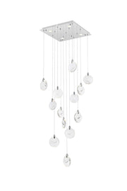 Avery 26" Square Pendant in Chrome And Clear