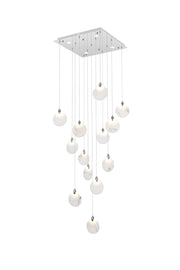 Avery 26" Square Pendant in Chrome And Frosted White
