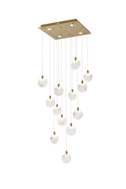 Avery 26" Square Pendant in Satin Gold And Frosted White