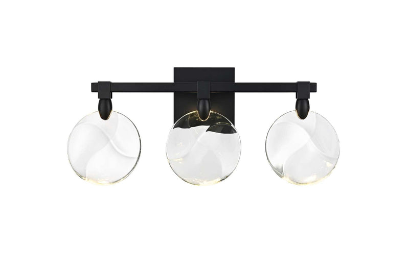 Avery 22" 3-Light Bath Vanity Light in Black And Clear