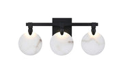 Avery 22" 3-Light Bath Vanity Light in Black And Frosted White