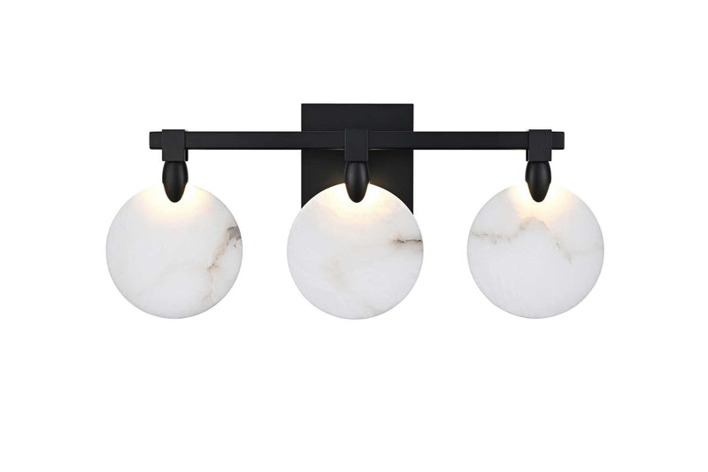 Avery 22" 3-Light Bath Vanity Light in Black And Frosted White