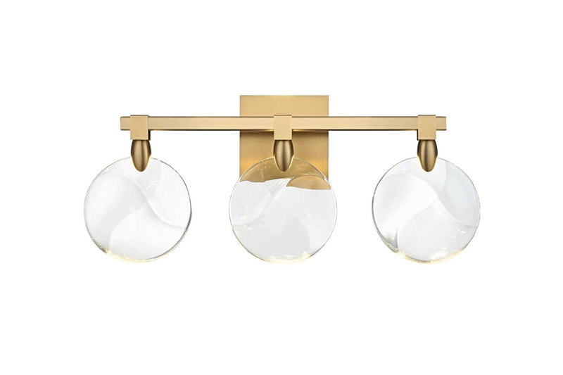 Avery 22" 3-Light Bath Vanity Light in Satin Gold And Clear
