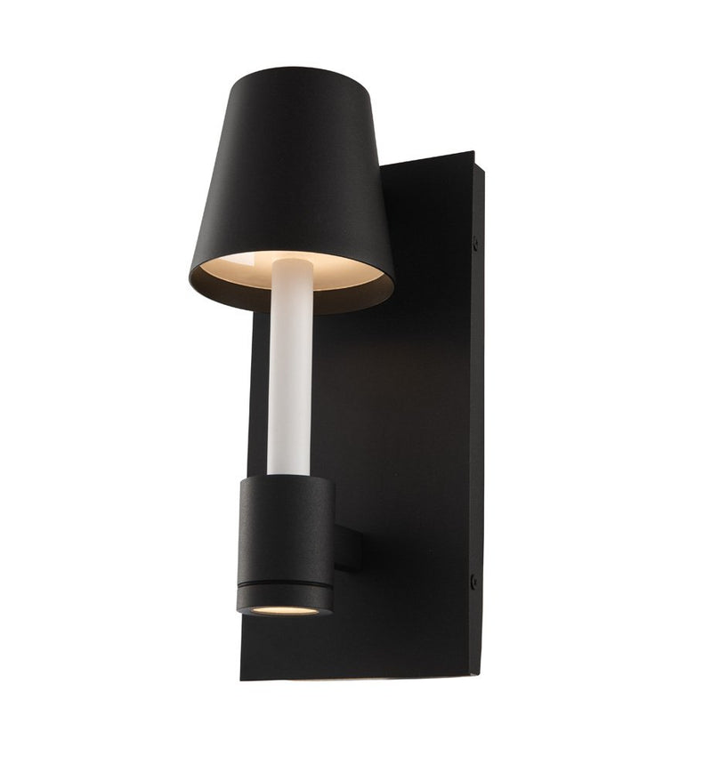 Candelero Small Outdoor Wall Sconce in Matte Black W White Accent