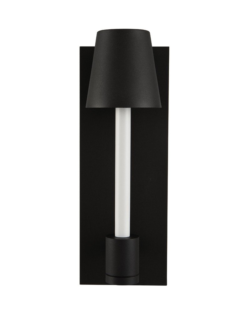 Candelero Large Outdoor Wall Sconce in Matte Black W White Accent