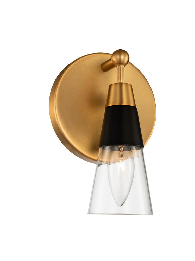 Ponti Bath Sconce in Matte Black W New Brass