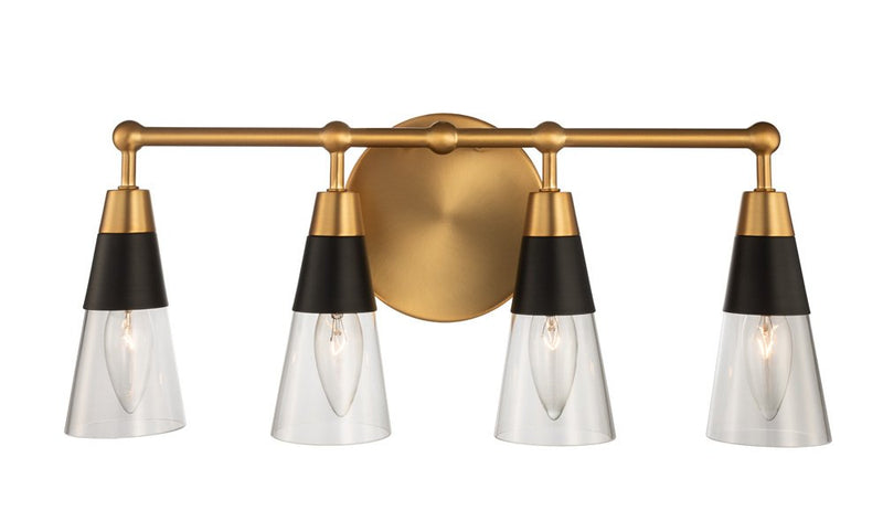 Ponti 4-Light Bath Vanity Light in Matte Black W New Brass
