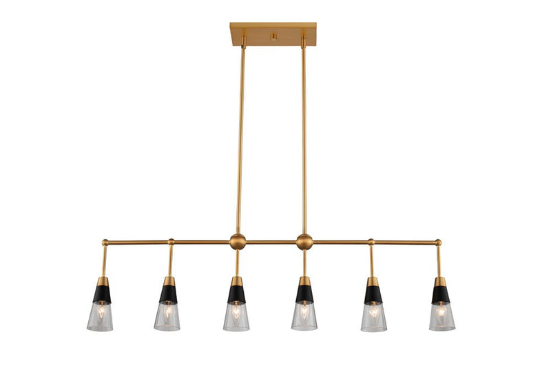 Ponti 6-Light Linear Chandelier in Matte Black W New Brass