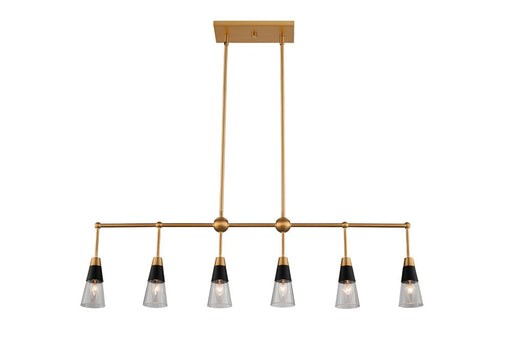 Ponti 6-Light Linear Chandelier in Matte Black W New Brass