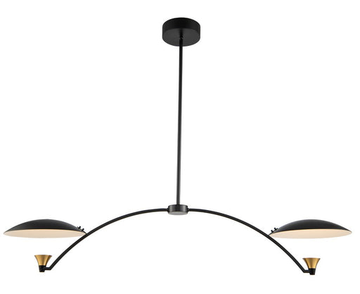 Redding LED Linear Chandelier in Matte Black W White and Brass Accent