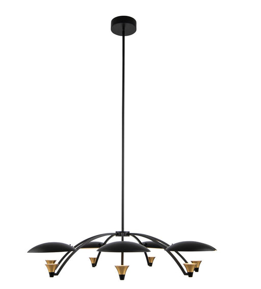 Redding 38" LED Chandelier in Matte Black W White and Brass Accent