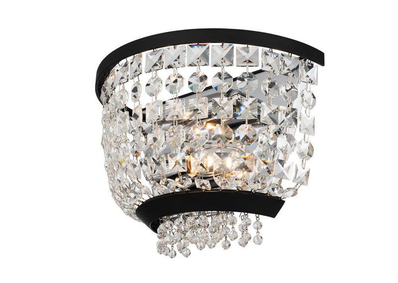Terzo 2-Light Wall Sconce in Matte Black with Polished Chrome