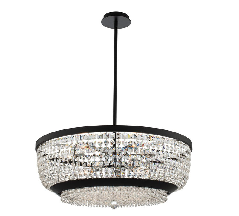 Terzo 9-Light Pendant in Matte Black with Polished Chrome