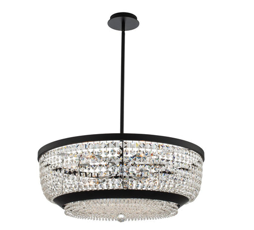 Terzo 9-Light Pendant in Matte Black with Polished Chrome