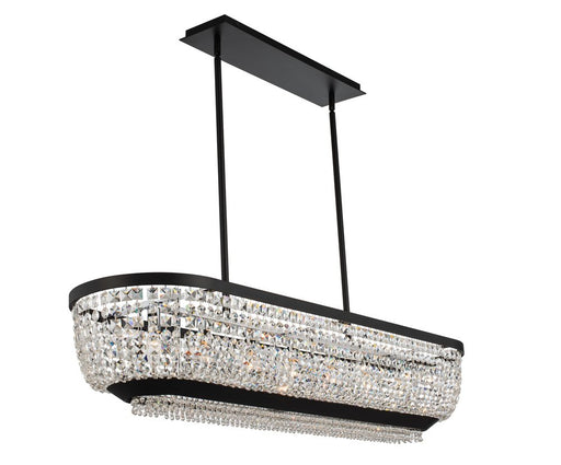 Terzo 7-Light Linear Pendant in Matte Black with Polished Chrome