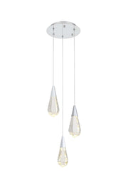Amora 12" 3-Light Round Pendant in Chrome And Clear