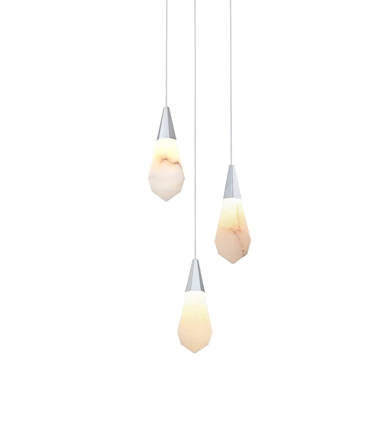 Amora 12" 3-Light Round Pendant in Chrome And Frosted White