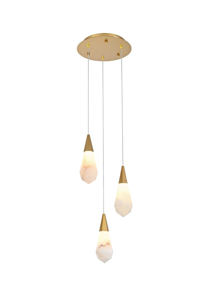 Amora 12" 3-Light Round Pendant in Satin Gold And Frosted White