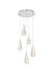 Amora 16" 5-Light Round Crystal Pendant in Chrome And Clear