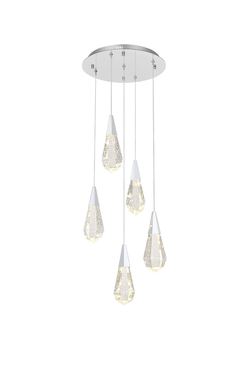 Amora 16" 5-Light Round Crystal Pendant in Chrome And Clear