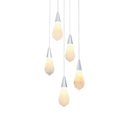 Amora 16" 5-Light Round Alabaster Pendant in Chrome And Frosted White