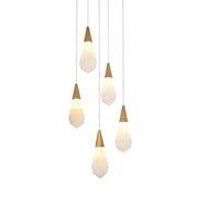 Amora 16" 5-Light Round Alabaster Pendant in Satin Gold And Frosted White