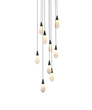 Amora 20" 9-Light Round Alabaster Pendant in Black And Frosted White