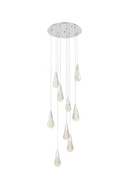 Amora 20" 9-Light Round Crystal Pendant in Chrome And Clear