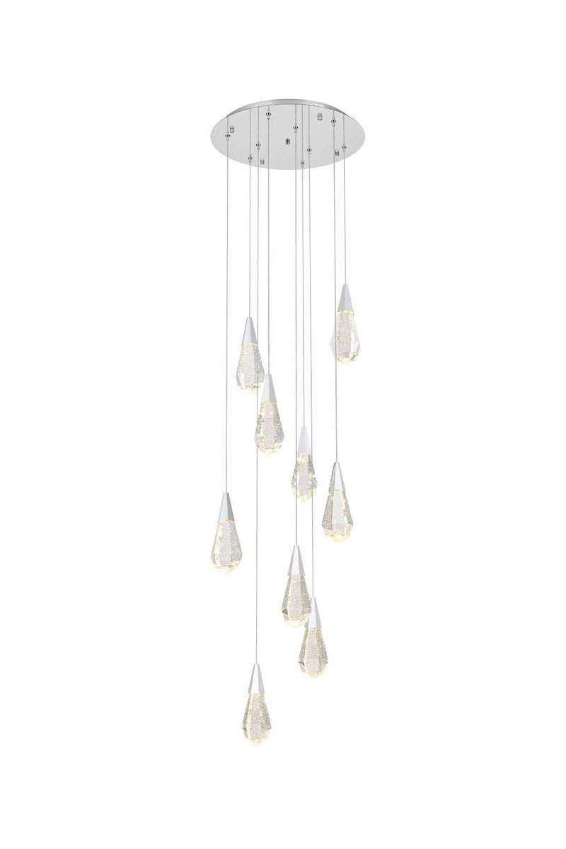 Amora 20" 9-Light Round Crystal Pendant in Chrome And Clear