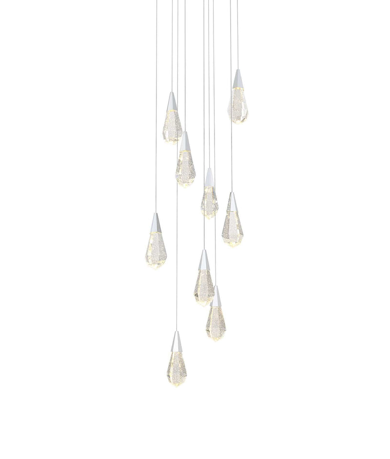 Amora 20" 9-Light Round Crystal Pendant in Chrome And Clear