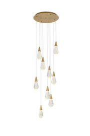 Amora 20" 9-Light Round Crystal Pendant in Satin Gold And Clear